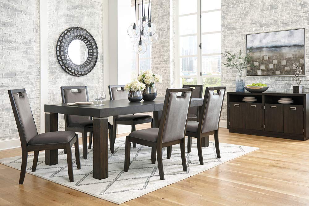 Signature Design by Ashley Hyndell Contemporary Dining Extension Table, Seats up to 8, Dark Brown