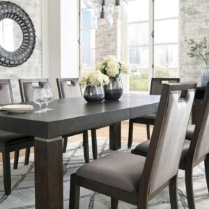 Signature Design by Ashley Hyndell Contemporary Dining Extension Table, Seats up to 8, Dark Brown