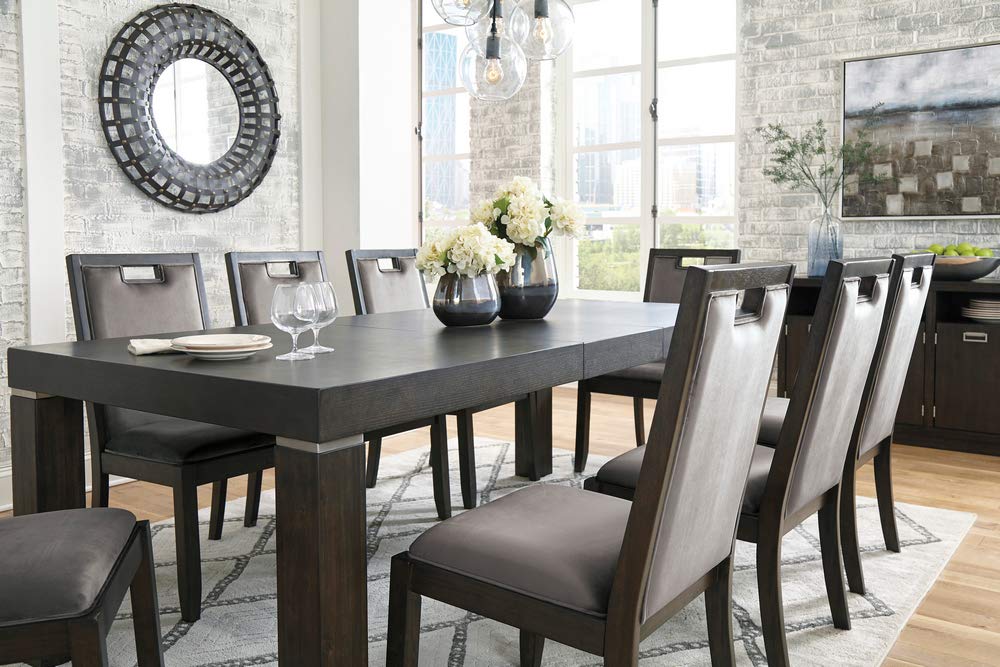 Signature Design by Ashley Hyndell Contemporary Dining Extension Table, Seats up to 8, Dark Brown