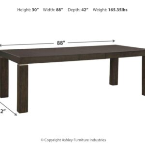 Signature Design by Ashley Hyndell Contemporary Dining Extension Table, Seats up to 8, Dark Brown