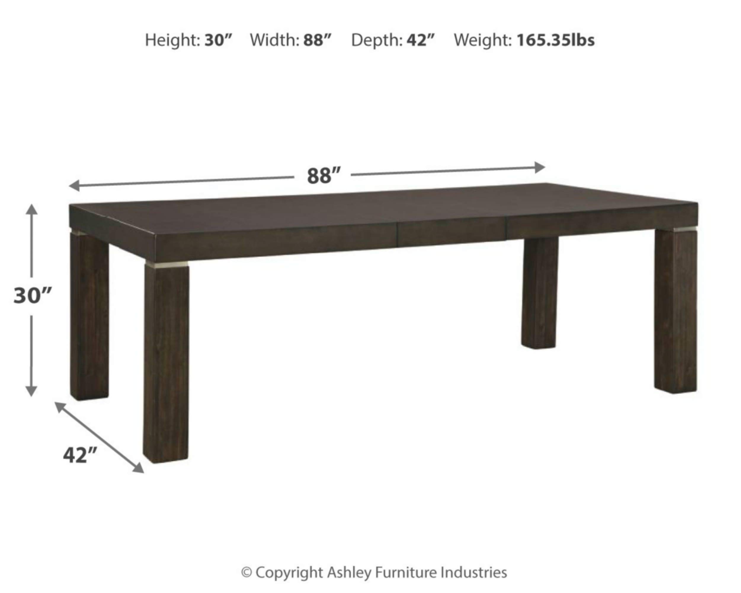 Signature Design by Ashley Hyndell Contemporary Dining Extension Table, Seats up to 8, Dark Brown