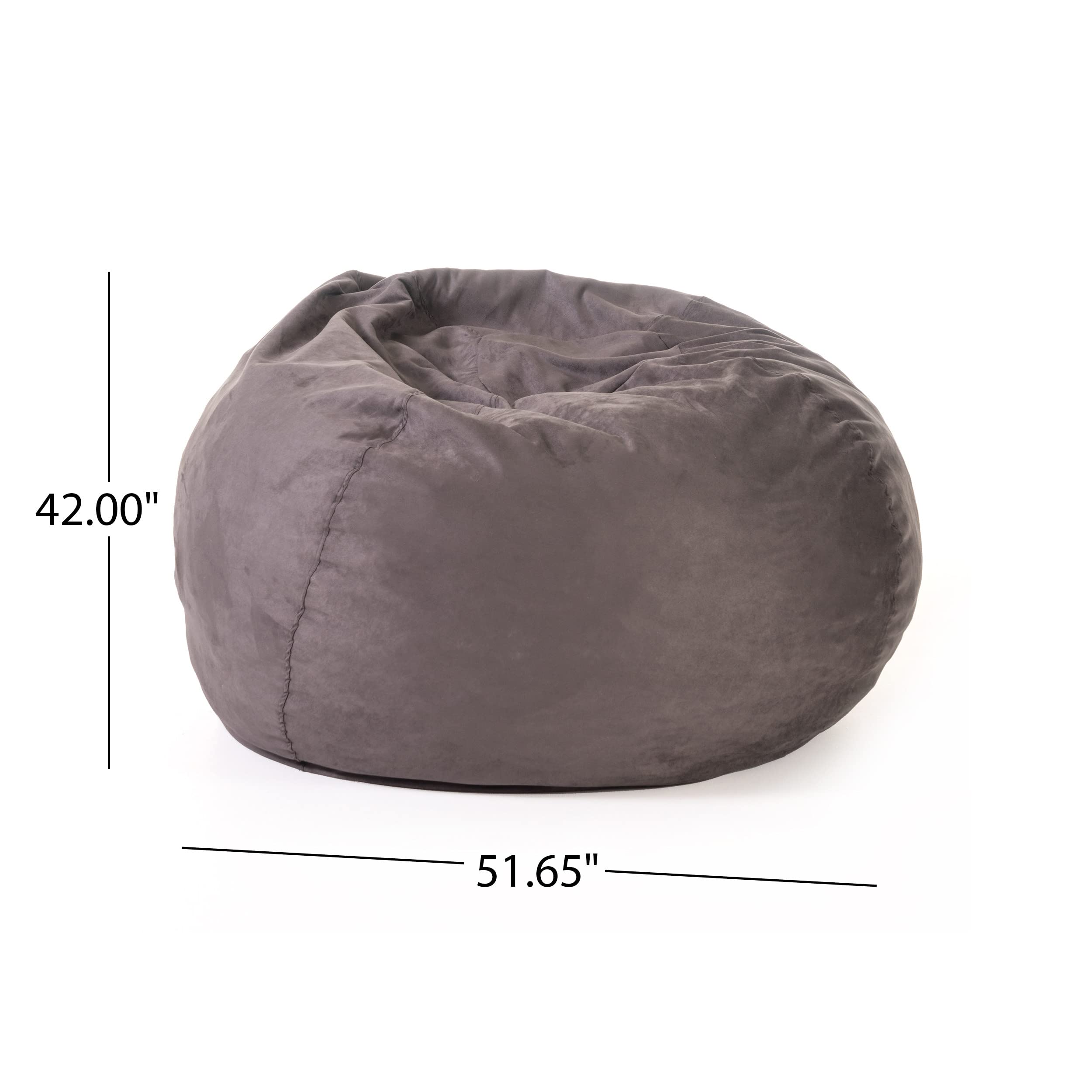 GDFStudio Traditional 5 Foot Suede Bean Bag (Cover Only), Charcoal