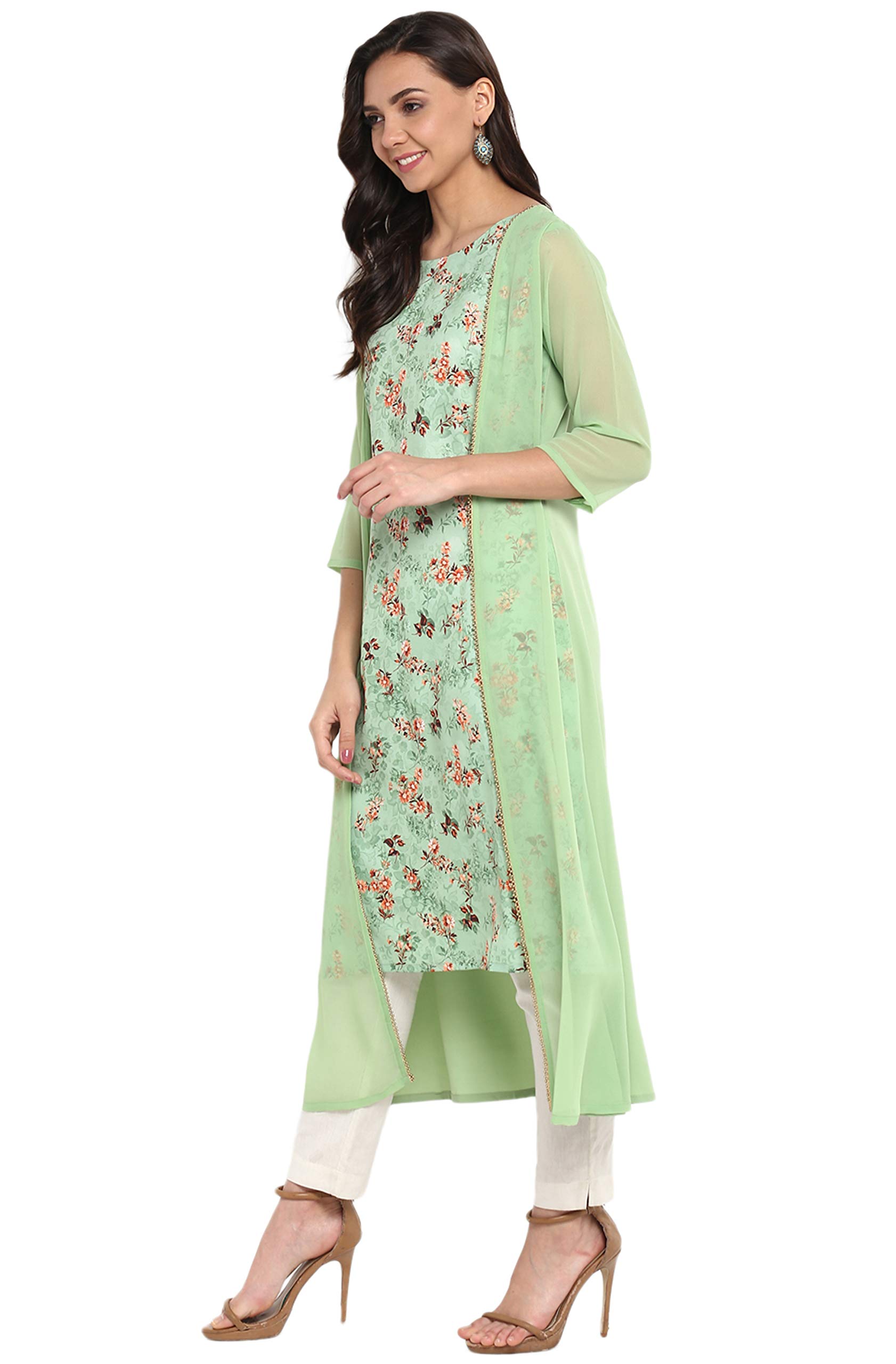 Janasya Kurta for Women Green