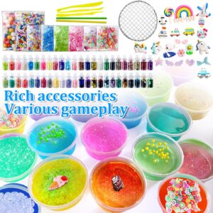 ESSENSON Slime Kit - Slime Supplies Slime Making Kit for Girls Boys, Kids Art Craft, Crystal Clear Slime, Glitter, Slime Charms, Girls Toys Gifts for Kids Age 3+ year old