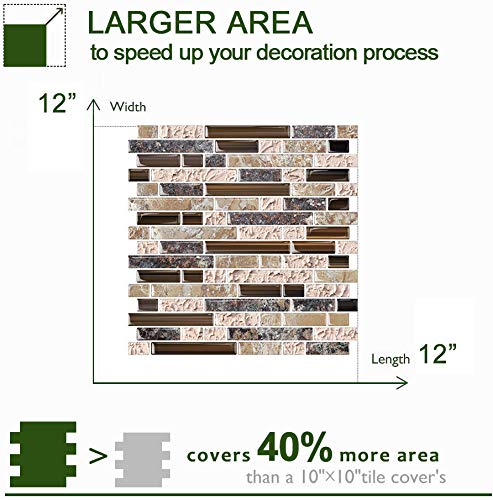 STICKGOO 10-Sheet Peel and Stick Wall Tile, Self-Adhesive Kitchen Backsplash in Sandstone (Thicker Design)