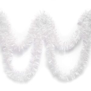 anderson's white tinsel twist garland 4 inches wide x 25 ft long, parade float decorations for trailer or golf cart, christmas garland décor for home and party