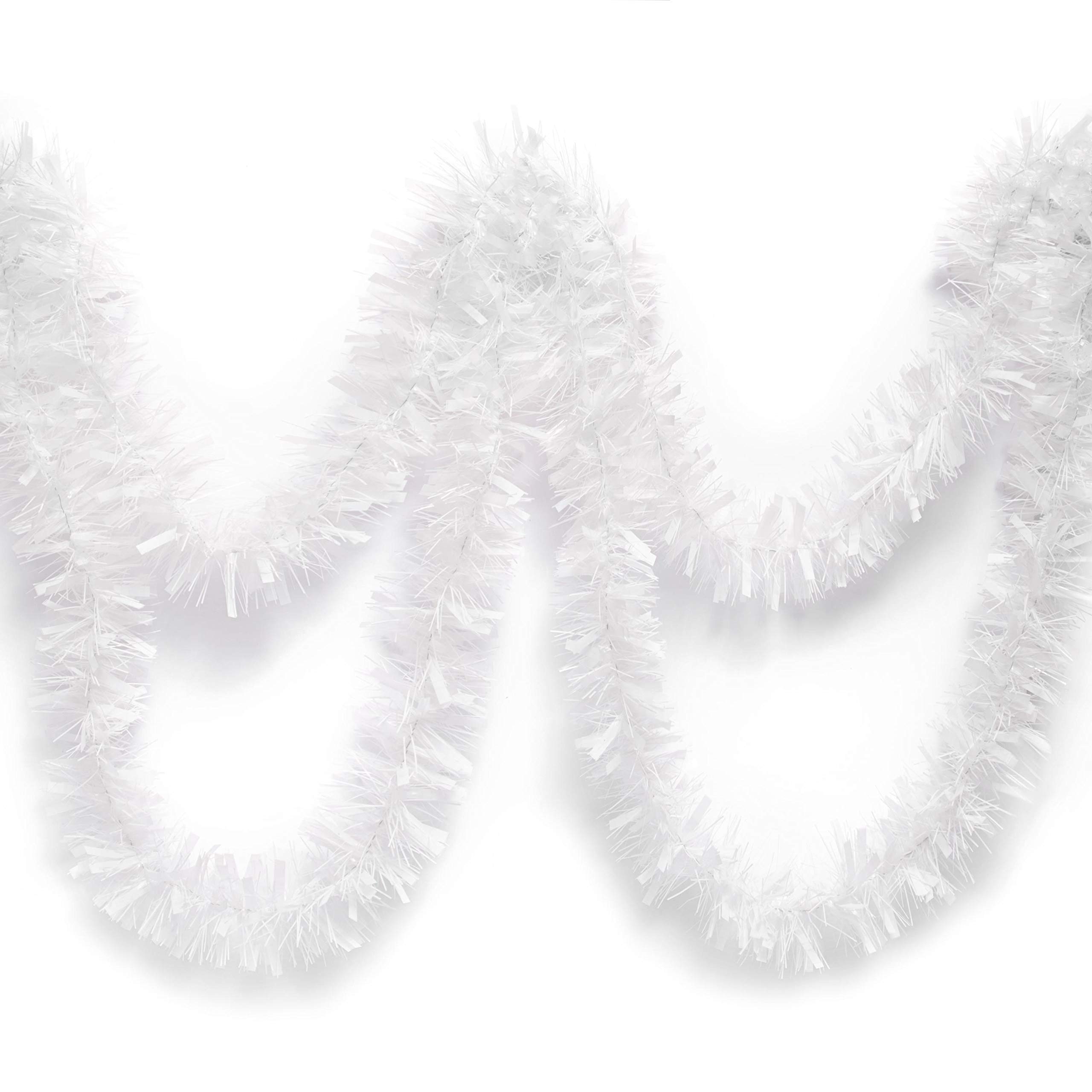 Anderson's White Tinsel Twist Garland 4 inches Wide x 25 ft Long, Parade Float Decorations for Trailer Or Golf Cart, Christmas Garland Décor for Home and Party