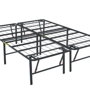 Amazon Basics Foldable Metal Platform Bed Frame with Tool Free Setup, Sturdy Steel Frame, No Box Spring Needed, Full, Black, 75 x 54 x 18 inches (LxWxH)