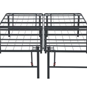 Amazon Basics Foldable Metal Platform Bed Frame with Tool Free Setup, Sturdy Steel Frame, No Box Spring Needed, Full, Black, 75 x 54 x 18 inches (LxWxH)