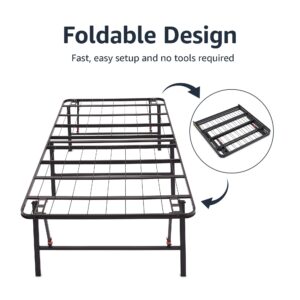 Amazon Basics Foldable Metal Platform Bed Frame with Tool Free Setup, Sturdy Steel Frame, No Box Spring Needed, Full, Black, 75 x 54 x 18 inches (LxWxH)