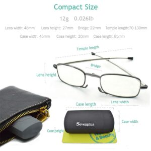 sevenplus 2 Pack Reading Glasses Blue Light Blocking, Anti UV Glare, Foldable Computer Spring Hinge Readers for Women Man 1.5X