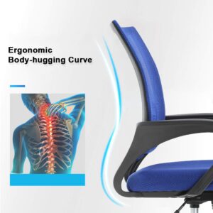 Office Chair Ergonomic Cheap Desk Chair Mesh Computer Chair Lumbar Support Modern Executive Adjustable Stool Rolling Swivel Chair for Back Pain (Blue)