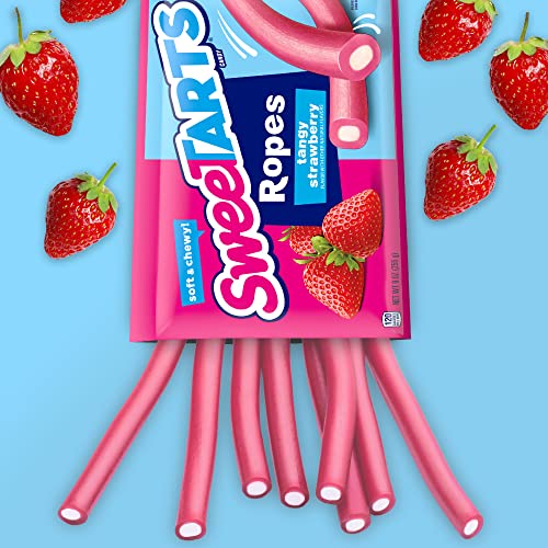 SweeTARTS Soft & Chewy Ropes Candy, Tangy Strawberry Flavor, 9 Ounce Pouch