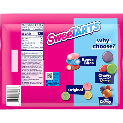 SweeTARTS Soft & Chewy Ropes Candy, Tangy Strawberry Flavor, 9 Ounce Pouch