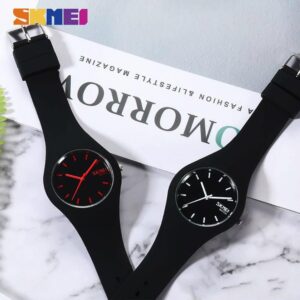 Gosasa Casual Simple Style Silicone Strap women Sports Watches 30M Waterproof (Black White Hands)