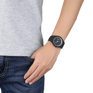 Gosasa Casual Simple Style Silicone Strap women Sports Watches 30M Waterproof (Black White Hands)