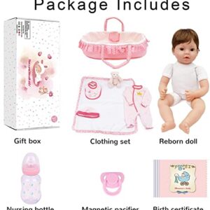 CHAREX Reborn Baby Doll Handmade Lifelike Toddler Dolls, 18 inch Weighted Realistic Girl Doll, Soft Body Toy Gift Set for Girls Kids Age 3+