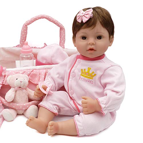 CHAREX Reborn Baby Doll Handmade Lifelike Toddler Dolls, 18 inch Weighted Realistic Girl Doll, Soft Body Toy Gift Set for Girls Kids Age 3+