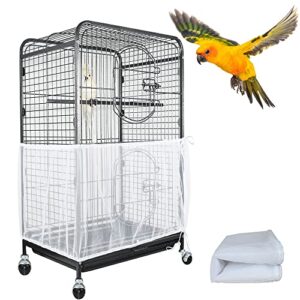 asocea extra large bird cage seed catcher guard universal birdcage cover nylon mesh net for parrot parakeet macaw lovebird african grey - white (not include birdcage) …