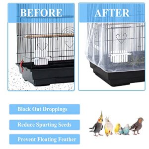 ASOCEA Extra Large Bird Cage Seed Catcher Guard Universal Birdcage Cover Nylon Mesh Net for Parrot Parakeet Macaw Lovebird African Grey - White (Not Include Birdcage) …