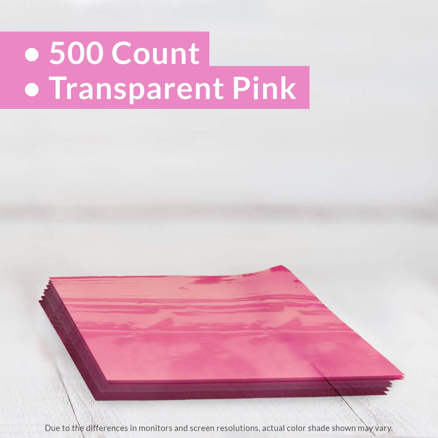 Oasis Supply Twistable Cellophane Wrappers for Candy, Holds Tight, for All Soft or Hard Candies, 4 x 4" 500 Sheets, Pink