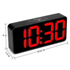 DreamSky Large Digital Alarm Clock Big Numbers for Seniors & Visually Impaired, 9 Inches Electric Clocks for Bedroom, Jumbo Display Fully Dimmable Brightness, USB Ports, Adjustable Alarm Volume