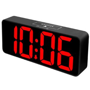 dreamsky large digital alarm clock big numbers for seniors & visually impaired, 9 inches electric clocks for bedroom, jumbo display fully dimmable brightness, usb ports, adjustable alarm volume