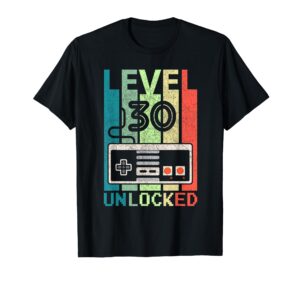 level 30 unlocked shirt video gamer 30th birthday gifts tee t-shirt