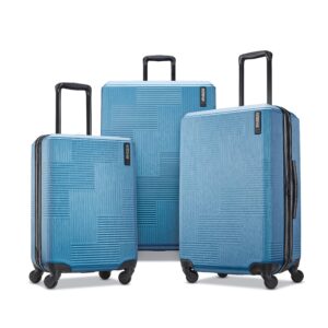 american tourister stratum xlt expandable hardside luggage with spinner wheels, blue spruce, 3-piece set (20/24/28)