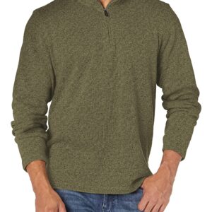 Wrangler Authentics Men's Long Sleeve Fleece Quarter-zip, Olive NIght, Large