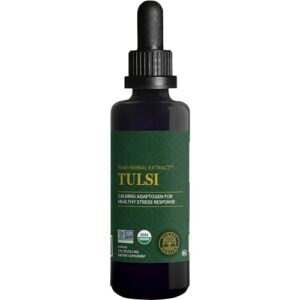 Global Healing Organic Tulsi (Holy Basil Leaf Extract) Vegan Liquid Supplement Drops (Organic basil) - Bioavailable Herb for Normal Stress Response, Natural Energy & Immune Support - 2 Fl Oz Tincture