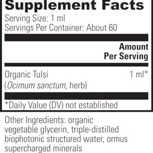 Global Healing Organic Tulsi (Holy Basil Leaf Extract) Vegan Liquid Supplement Drops (Organic basil) - Bioavailable Herb for Normal Stress Response, Natural Energy & Immune Support - 2 Fl Oz Tincture