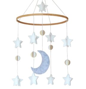 sorrel + fern baby crib mobile (moon, stars & planets) - nursery decor ceiling mobile or crib mobile for boys & girls