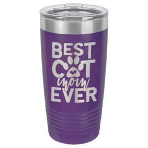 best cat mom ever purple 20 oz drink tumbler with straw | laser engraved travel mug with funny quotes | compare to yeti rambler | mother's day gift idea | onlygifts.com