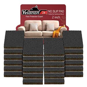 yelanon non slip furniture pads -24 pcs 2’’ furniture grippers hardwood floors, non skid for furniture legs,self adhesive rubber feet, anti slide furniture floors protectors for keep couch stoppers