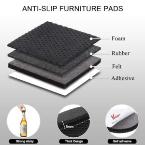 Yelanon Non Slip Furniture Pads -24 pcs 2’’ Furniture Grippers Hardwood Floors, Non Skid for Furniture Legs,Self Adhesive Rubber Feet, Anti Slide Furniture Floors Protectors for Keep Couch Stoppers