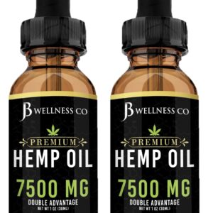 2-Pack Hemp Oil 7500mg Natural and Safe Hemp Oil Powerful for Ingestible & Topical Use - Non-GMO - Plant Based - Sugar-Free Peppermint - 2oz