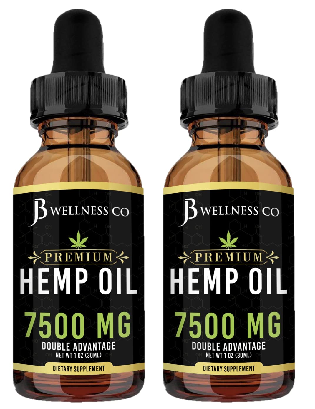 2-Pack Hemp Oil 7500mg Natural and Safe Hemp Oil Powerful for Ingestible & Topical Use - Non-GMO - Plant Based - Sugar-Free Peppermint - 2oz