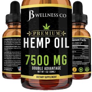 2-Pack Hemp Oil 7500mg Natural and Safe Hemp Oil Powerful for Ingestible & Topical Use - Non-GMO - Plant Based - Sugar-Free Peppermint - 2oz