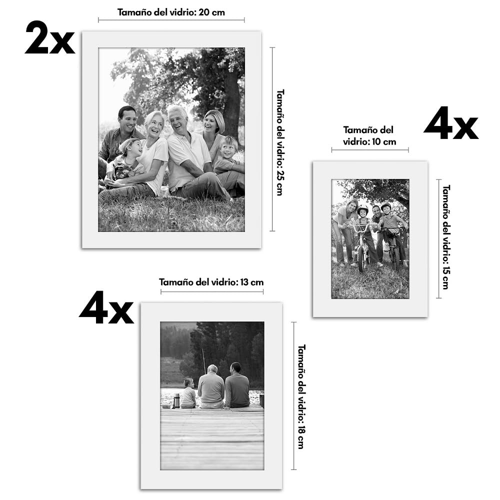 Americanflat 10 Piece White Picture Frames Collage Wall Decor - Gallery Wall Frame Set with Two 8x10, Four 5x7, and Four 4x6 Frames, Shatter Resistant Glass, Hanging Hardware, and Easel Included