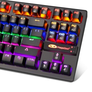 MageGee Mechanical Gaming Keyboard 87 Keys with RGB LED Backlit - Wired USB Computer Keyboard with Blue Switches, 100% Anti-Ghosting, Metal Construction, Water Resistant for Windows PC Laptop