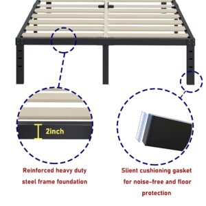 ZIYOO Full Size Bed Frame 14 Inches High 3 Inches Wide Wood Slats with 3500 Pounds Support for Foam Mattress, No Box Spring Needed, Underbed Storage Space,Easy Assembly, Noise Free