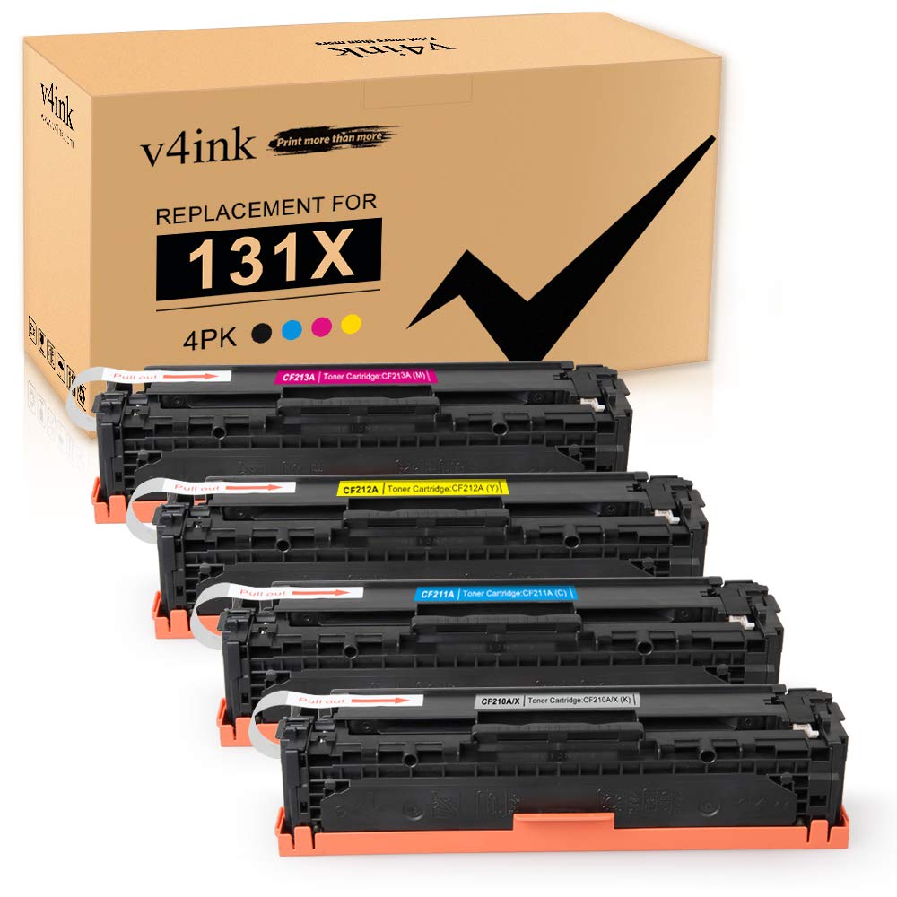 v4ink Remanufactured Toner Cartridge Replacement for HP 131X 131A CF210A CF210X CF211A CF212A CF213A Toner High Yield KCMY Color Set for HP Pro 200 M251nw M251n MFP M276nw M276n M251 Printer