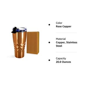 Primula Peak Hot or Cold Tumbler - Triple Layer Copper Technology Vacuum Sealed - With Matching Color Gift Box, 20 Ounce, Copper