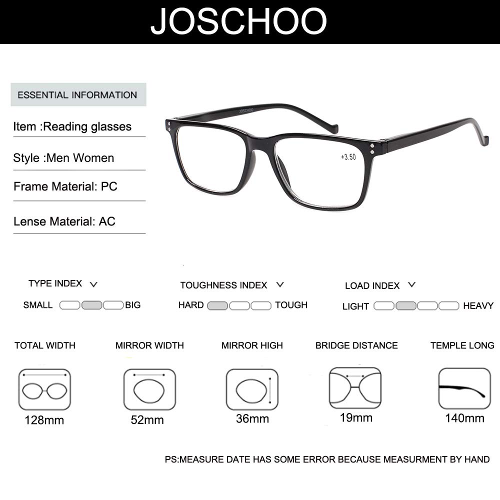 JOSCHOO 5 Pack Reading Glasses Men Women Spring Hinges Comfortable Glasses for Reading (5 Mix, 1.5)