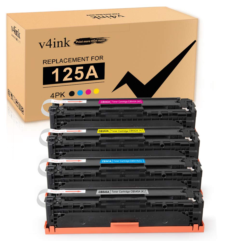 v4ink Remanufactured Toner Cartridge Replacement for HP 125A CB540A CB541A CB542A CB543A Toner for use with HP Color CP1215 CP1518ni CP1515n CM1312nfi MFP Printer – Black Cyan Magenta Yellow