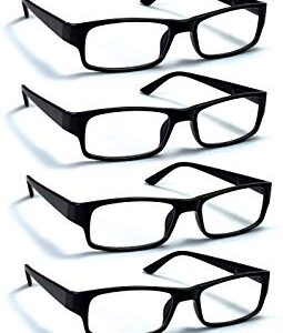 Boost Eyewear 6 Pack Reading Glasses, Traditional Black Frames, for Men and Women, with Comfort Spring Loaded Hinges, Black, 6 Pairs (+2.00)