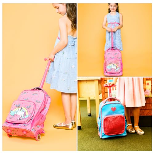 J World New York Kids' Sparkle Rolling Backpack, Unicorn, One Size