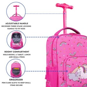 J World New York Kids' Sparkle Rolling Backpack, Unicorn, One Size