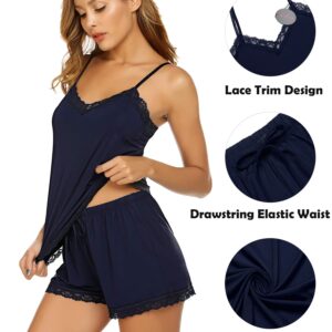 Avidlove Women Pajamas Set Lace Cami Top and Shorts Set Sleeveless Sleepwear Summer Pjs (Blue,M)